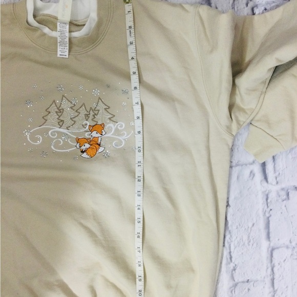 Morning Sun Brand Women’s Crewneck Sweatshirt eos Winter Scene w/Foxes Size‎ Med - Picture 6 of 7